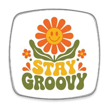 Stay Groovy – 70er Jahre Retro Blume Blüte Vektor - Viereckiger Kühlschrankmagnet - Weiß - Vorne