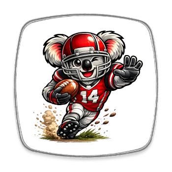 Cute koala playing American football - Square fridge magnet - white - Front