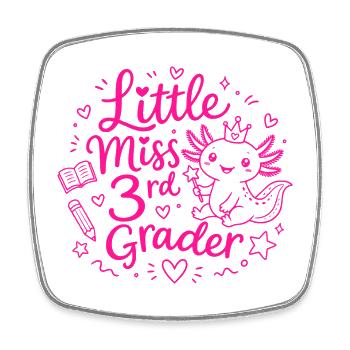 Petite Miss CE2 – Axolotl mignon - Magnet carré - blanc - Devant