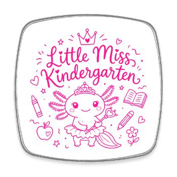 Little Miss Kindergarten - Cute Axolotl - Square fridge magnet - white - Front