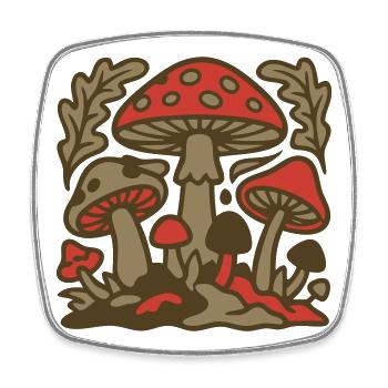 Wald Pilze Natur Grafik - Viereckiger Kühlschrankmagnet - Weiß - Vorne