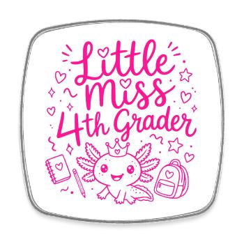 Little Miss 4th Grader – Cute Axolotl - Square fridge magnet - white - Front