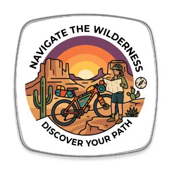 Navigieren Sie durch das Wilderness Bikepacking Karten-Shirt - Viereckiger Kühlschrankmagnet - Weiß - Vorne