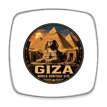 Gizeh, Ägypten-Pyramiden Vintage-Reiseabzeichen - Viereckiger Kühlschrankmagnet - Weiß - Vorne