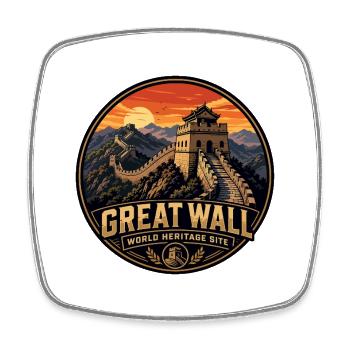 Insigne de voyage vintage de la Grande Muraille de Chine - Magnet carré - blanc - Devant