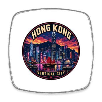 Hong Kong Skyline Vintage Reiseabzeichen - Viereckiger Kühlschrankmagnet - Weiß - Vorne