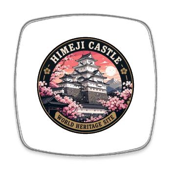 Himeji Castle Japan Vintage-Reiseabzeichen - Viereckiger Kühlschrankmagnet - Weiß - Vorne