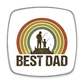 Bester Vater beim Angeln - Viereckiger Kühlschrankmagnet - Weiß - Vorne