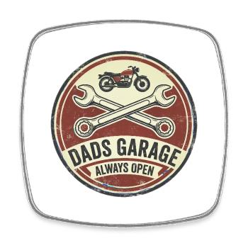 Papas Garage ist immer offen - Viereckiger Kühlschrankmagnet - Weiß - Vorne