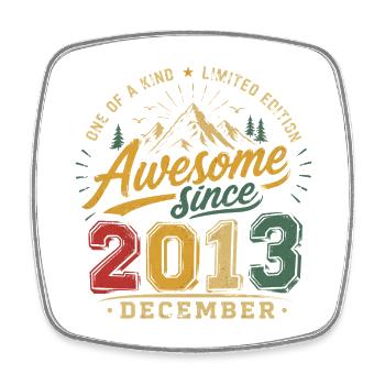 Vintage-Geburtstagsgeschenk für Dezember 2013 - Viereckiger Kühlschrankmagnet - Weiß - Vorne
