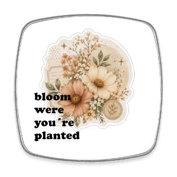 Blumenzeit Vintage Bouquet - Viereckiger Kühlschrankmagnet - Weiß - Vorne