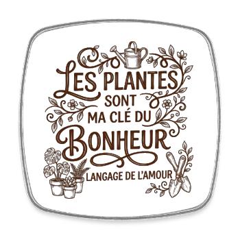 Les Plantes sont ma Cle du Bonheur - Jardinage - Magnet carré - blanc - Devant