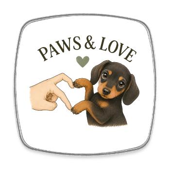 Dachshund Gift | Cute Dog Design Paws & Love - Square fridge magnet - white - Front