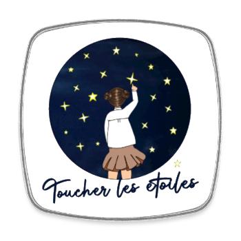 Toucher les etoiles - Citation Inspiration Reve - Magnet carré - blanc - Devant