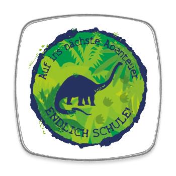 Dino Brachiosaurus Adventure Finally School - Square fridge magnet - white - Front