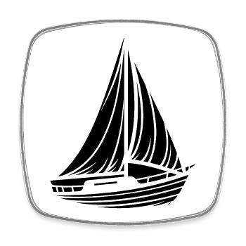 Abstraktes Segelboot Minimalistisches Design - Viereckiger Kühlschrankmagnet - Weiß - Vorne