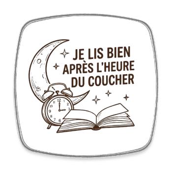 Je lis bien après l'heure du coucher - Livre - Magnet carré - blanc - Devant