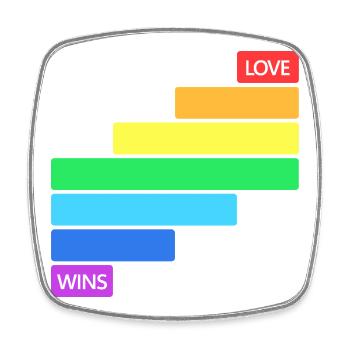 Love Wins - Regenbogen Querstreifen Design - Viereckiger Kühlschrankmagnet - Weiß - Vorne