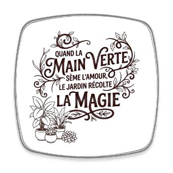 Quand la main verte - Jardinage & Magie - Magnet carré - blanc - Devant
