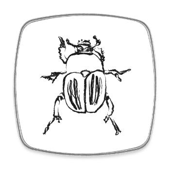 Scarabée noir – Illustration insecte - Square fridge magnet - white - Front