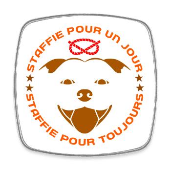 Staffie pour toujours - 025 - Magnet carré - blanc - Devant
