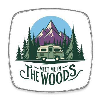 Camper - Meet Me in the Woods - Square fridge magnet - white - Front