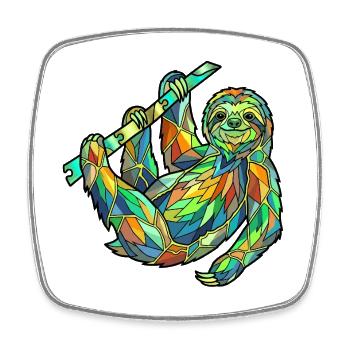 Geometric Sloth - Square fridge magnet - white - Front