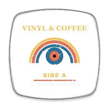 Vinyl & Coffee - Viereckiger Kühlschrankmagnet - Weiß - Vorne