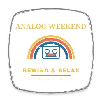 Analog Weekend - Viereckiger Kühlschrankmagnet - Weiß - Vorne