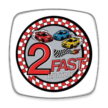 2 Fast Birthday Race Car Design - Square fridge magnet - white - Front
