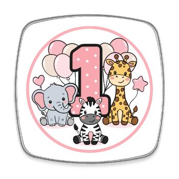 Premier anniversaire Faune 1 - Magnet carré - blanc - Devant