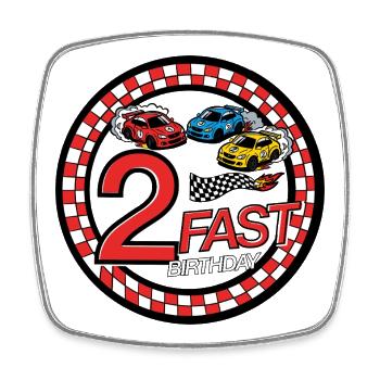 2 Almost Birthday Race Car - Square fridge magnet - white - Front