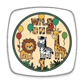 WILD ONE Animal Joy Circle Badge - Square fridge magnet - white - Front