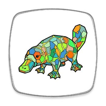 Mosaic Platypus Rainbow Style - Square fridge magnet - white - Front