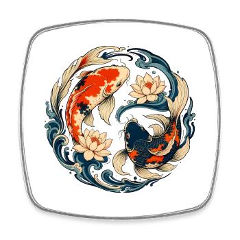 KoiCircle Lotus YinYang - Square fridge magnet - white - Front