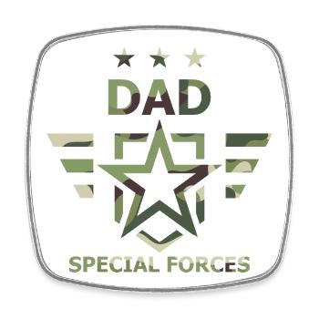 Vater-Spezialeinheiten-Tarn-Militär - Viereckiger Kühlschrankmagnet - Weiß - Vorne