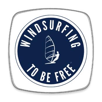 Windsurfing to be free – Badge in Navy - Square fridge magnet - white - Front
