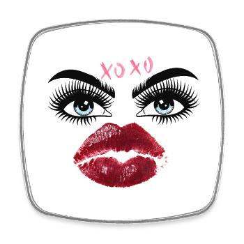 Kusslippen und Augen Glamour - Viereckiger Kühlschrankmagnet - Weiß - Vorne