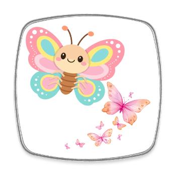 Pastellschmetterling Motiv - Viereckiger Kühlschrankmagnet - Weiß - Vorne