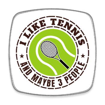 ICH MAG TENNIS UND VIELLEICHT DREI LEUTE - Viereckiger Kühlschrankmagnet - Weiß - Vorne