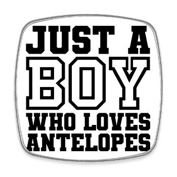Just A Boy Who Loves Antelopes - Viereckiger Kühlschrankmagnet - Weiß - Vorne