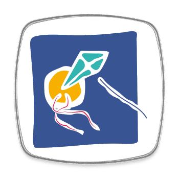 Kite in the Sky – Minimalist Art - Square fridge magnet - white - Front