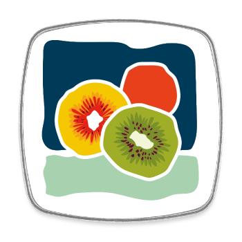 Bunte Kiwis – Fruchtige Pop-Illustration - Viereckiger Kühlschrankmagnet - Weiß - Vorne