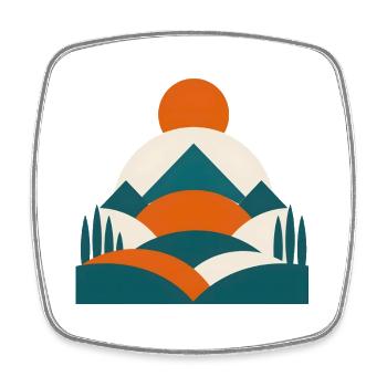 Minimalistisches Geo Landschafts Design  - Viereckiger Kühlschrankmagnet - Weiß - Vorne
