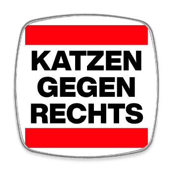 KATZEN GEGEN RECHTS, NO AFD NO NZS, NIE WIEDER - Viereckiger Kühlschrankmagnet - Weiß - Vorne