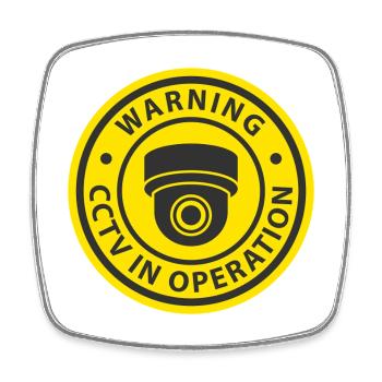 Warning CCTV Camera In Operation Sign - Square fridge magnet - white - Front