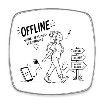 Offline Abenteuer Wanderin Pfadzeichen - Viereckiger Kühlschrankmagnet - Weiß - Vorne
