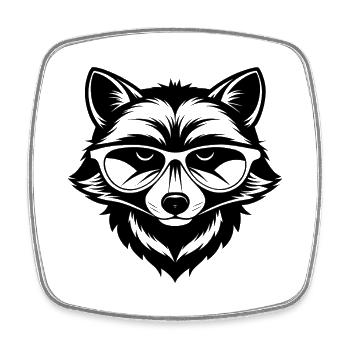 Tête de raton laveur portant des lunettes de soleil - Magnet carré - blanc - Devant