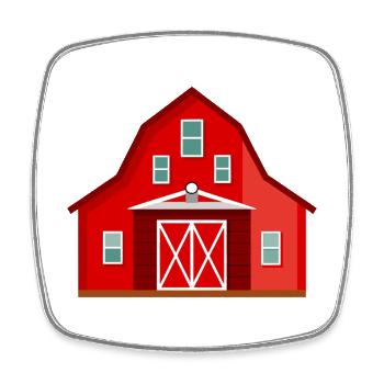 Red barn - Square fridge magnet - white - Front