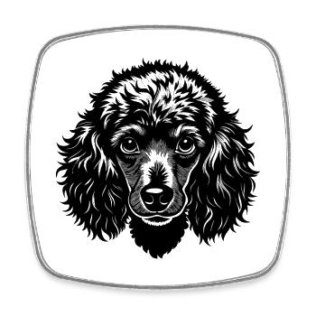 Pudel-Hundekopf - Viereckiger Kühlschrankmagnet - Weiß - Vorne